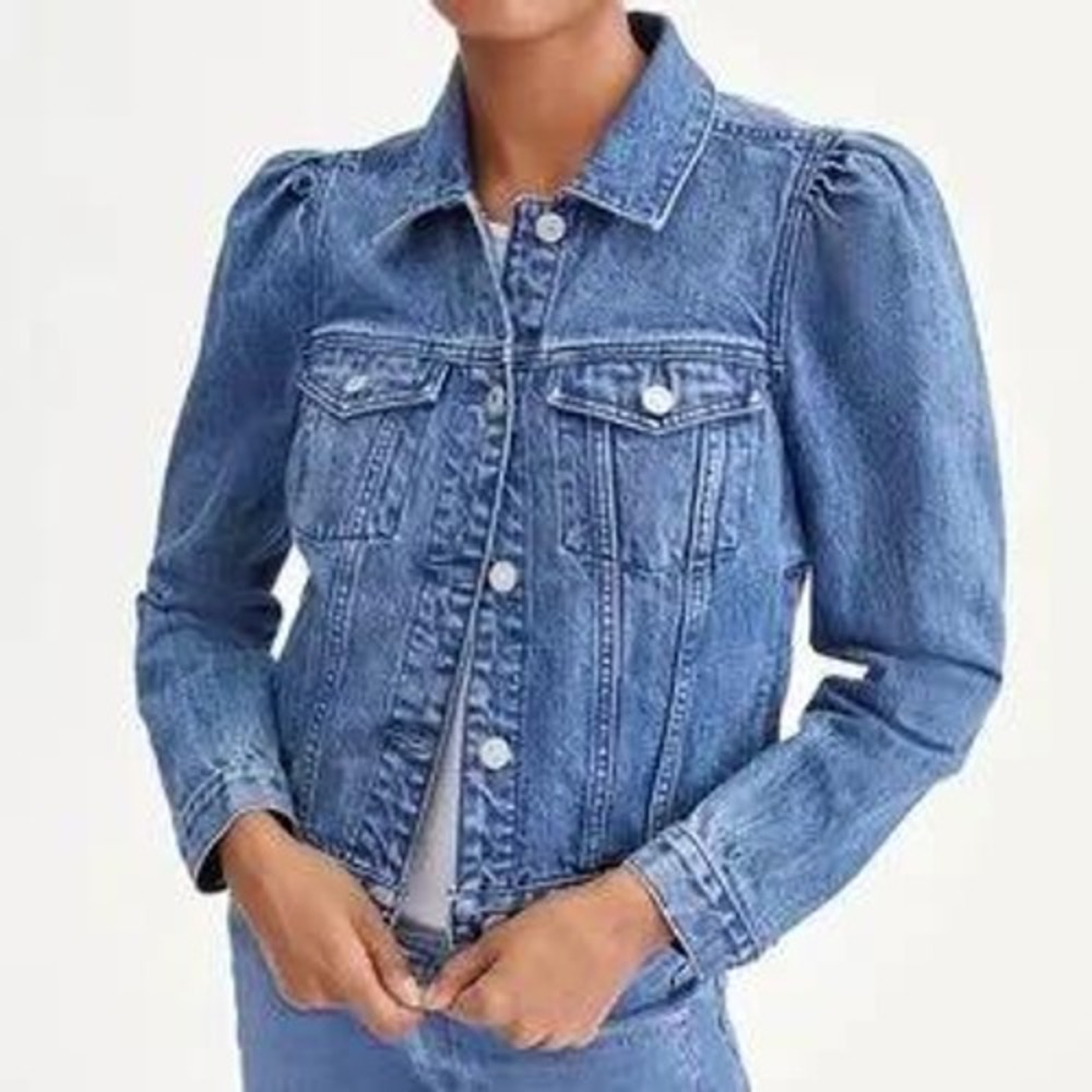 NWT $238 7 For All Mankind‎ XS Denim Jacket Button Front Trucker Jean